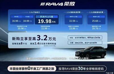 新款丰田RAV4荣放上市，汽车报价16.98-29.78万元